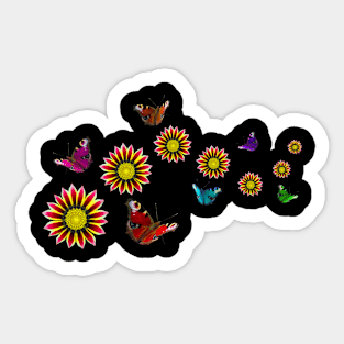 blooming garden, colorful butterflies Sticker